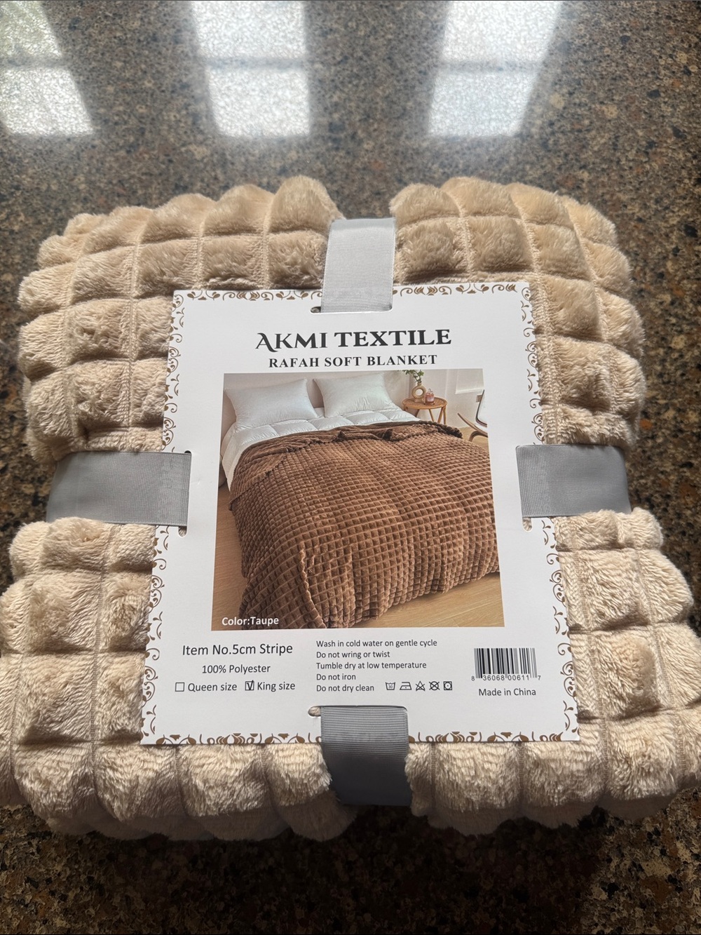AKMI Taupe Rafah Soft Blanket - Plush Home Bedding